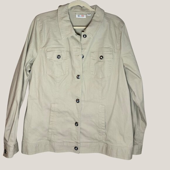 Women's Denim & Co. Button Front Jacket, Large - Picture 1 of 5